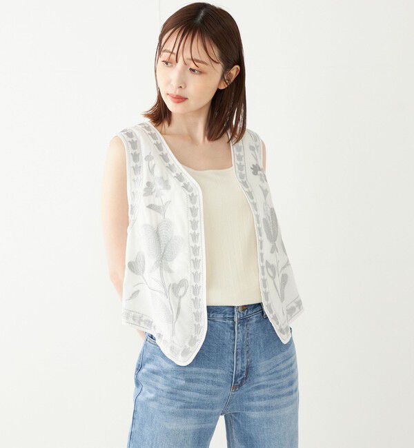 SHIPS Colors 「SHIPS Colors:〈手洗い可能〉エンブロイダリー ベスト」|ベスト・ジレ|