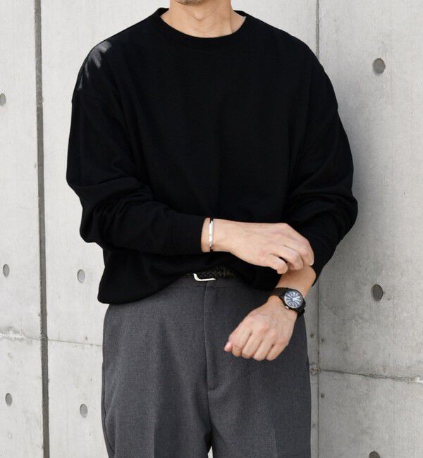 SHIPS any「SHIPS any: 〈手洗い可能〉バンブー レーヨン ウール混 ルーズ ロングスリーブ Tシャツ ［BRIOS］◇」|Tシャツ・カットソー|ブラック