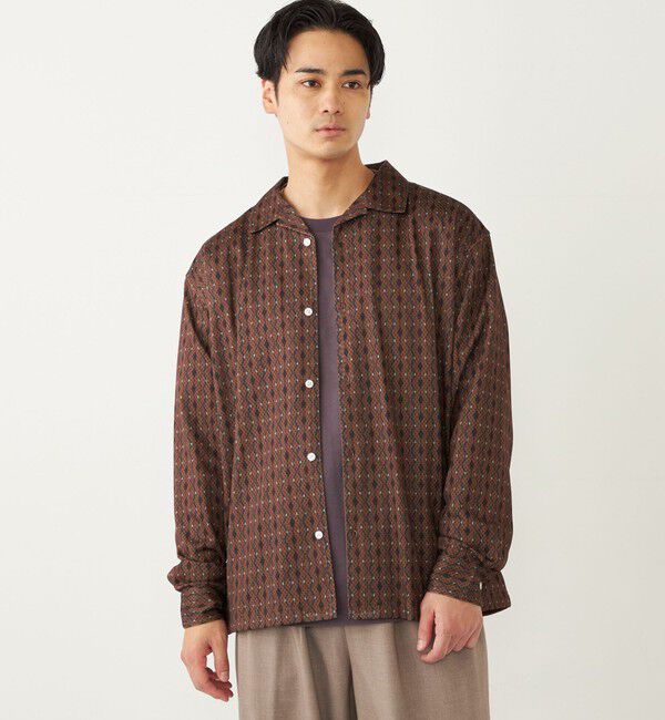 SHIPS Colors 「SHIPS Colors:〈洗濯機可能〉メッシュ プリント シャツ」|シャツ・ブラウス|ブラウン