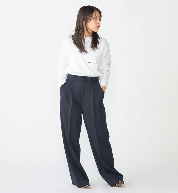 SHIPS「【WEB限定】SHIPS: マイクロ SHIPSロゴ ポケット ロングスリーブ Tシャツ (ロンT)」|Tシャツ・カットソー|