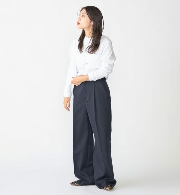 SHIPS「【WEB限定】SHIPS: マイクロ SHIPSロゴ ポケット ロングスリーブ Tシャツ (ロンT)」|Tシャツ・カットソー|