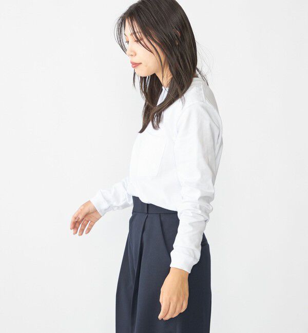 SHIPS「【WEB限定】SHIPS: マイクロ SHIPSロゴ ポケット ロングスリーブ Tシャツ (ロンT)」|Tシャツ・カットソー|