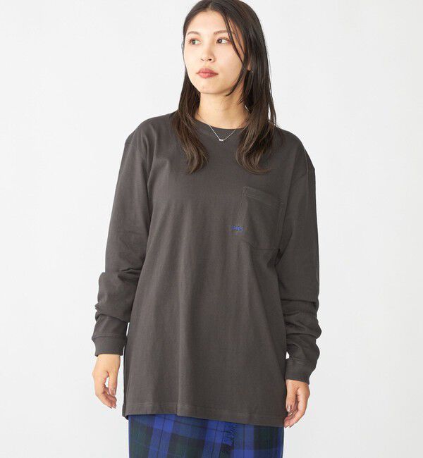 SHIPS「【WEB限定】SHIPS: マイクロ SHIPSロゴ ポケット ロングスリーブ Tシャツ (ロンT)」|Tシャツ・カットソー|