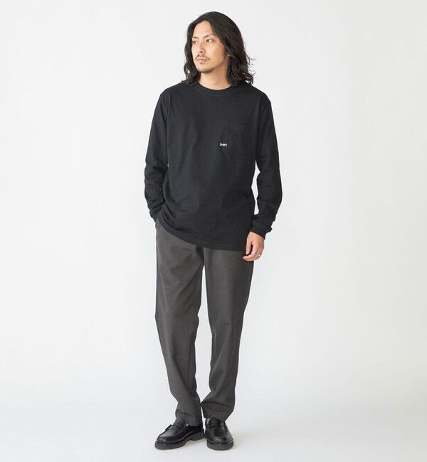 SHIPS「【WEB限定】SHIPS: マイクロ SHIPSロゴ ポケット ロングスリーブ Tシャツ (ロンT)」|Tシャツ・カットソー|