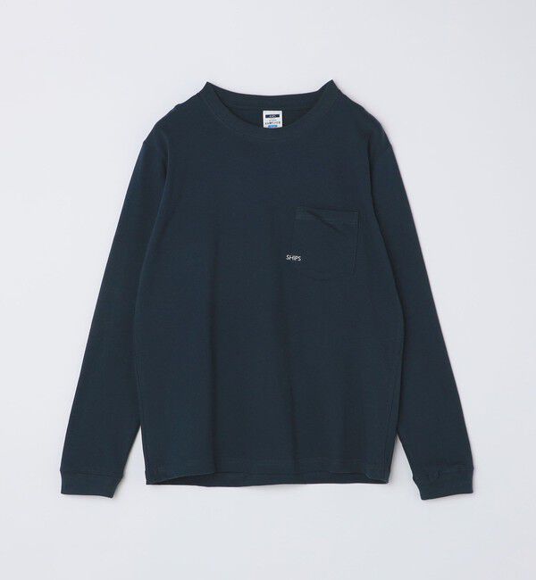 SHIPS「【WEB限定】SHIPS: マイクロ SHIPSロゴ ポケット ロングスリーブ Tシャツ (ロンT)」|Tシャツ・カットソー|