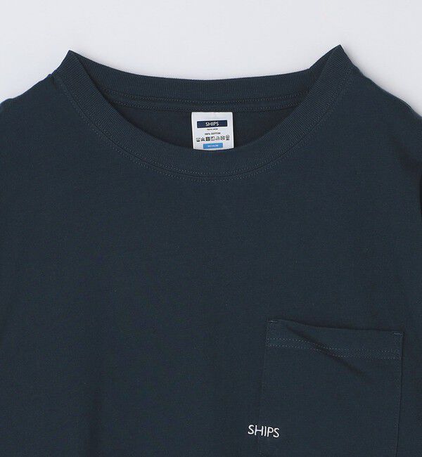 SHIPS「【WEB限定】SHIPS: マイクロ SHIPSロゴ ポケット ロングスリーブ Tシャツ (ロンT)」|Tシャツ・カットソー|