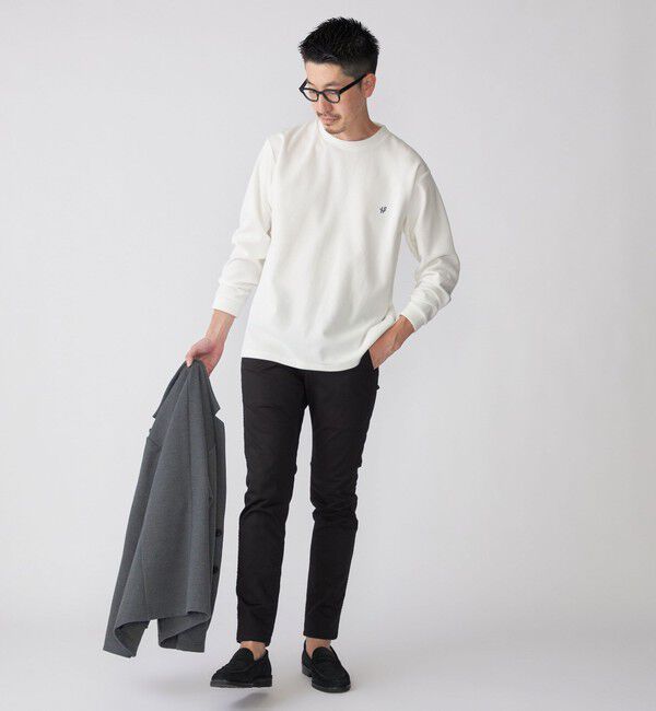 SHIPS「【WEB限定】SHIPS:〈抗菌・防臭〉ワンポイント ロゴ バーズアイ クルーネック 長袖 Tシャツ」|Tシャツ・カットソー|