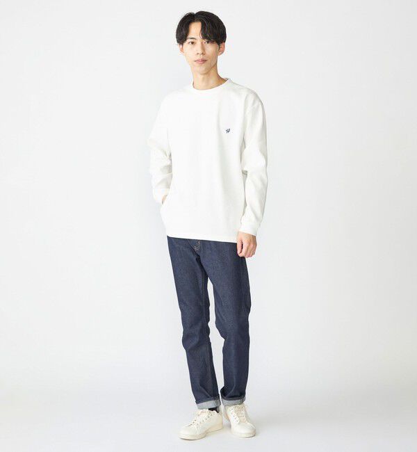 SHIPS「【WEB限定】SHIPS:〈抗菌・防臭〉ワンポイント ロゴ バーズアイ クルーネック 長袖 Tシャツ」|Tシャツ・カットソー|