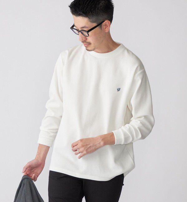 SHIPS「【WEB限定】SHIPS:〈抗菌・防臭〉ワンポイント ロゴ バーズアイ クルーネック 長袖 Tシャツ」|Tシャツ・カットソー|