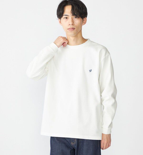 SHIPS「【WEB限定】SHIPS:〈抗菌・防臭〉ワンポイント ロゴ バーズアイ クルーネック 長袖 Tシャツ」|Tシャツ・カットソー|