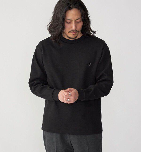 SHIPS「【WEB限定】SHIPS:〈抗菌・防臭〉ワンポイント ロゴ バーズアイ クルーネック 長袖 Tシャツ」|Tシャツ・カットソー|ブラック