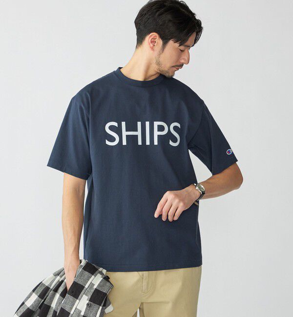 SHIPS「【SHIPS別注】Champion: SHIPS ロゴ プリント Tシャツ」|Tシャツ・カットソー|
