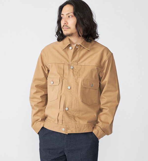 SHIPS「SHIPS: サテン ストレッチ ピーチ ジャケット」|ブルゾン・スタジャン|カーキ