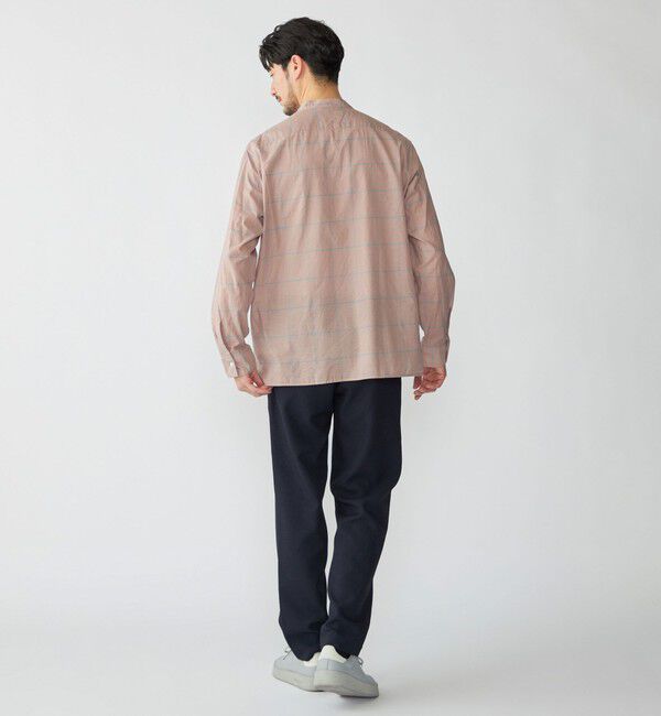 SHIPS「SHIPS: コットン シルク ペールチェック バンドカラー ロングスリーブ シャツ」|シャツ・ブラウス|