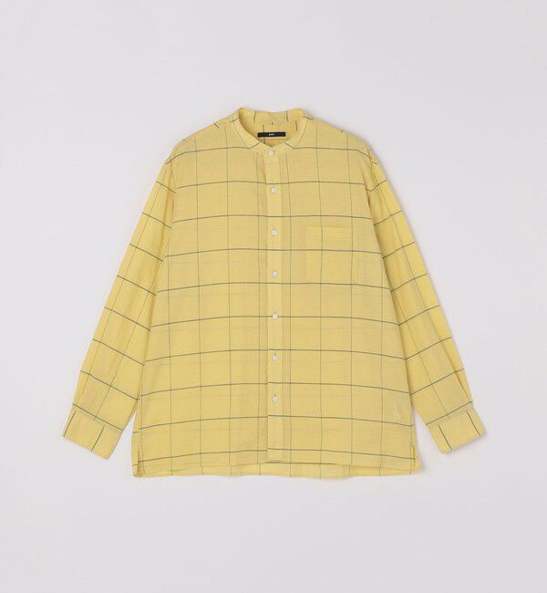 SHIPS「SHIPS: コットン シルク ペールチェック バンドカラー ロングスリーブ シャツ」|シャツ・ブラウス|