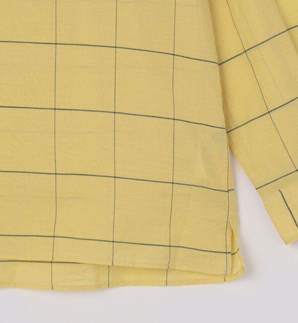 SHIPS「SHIPS: コットン シルク ペールチェック バンドカラー ロングスリーブ シャツ」|シャツ・ブラウス|