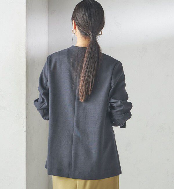 SHIPS for women「〈手洗い可能〉Asami 麻調合繊 カラーレス ジャケット」|ノーカラージャケット|