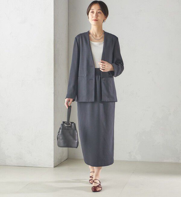 SHIPS for women「〈手洗い可能〉Asami 麻調合繊 カラーレス ジャケット」|ノーカラージャケット|