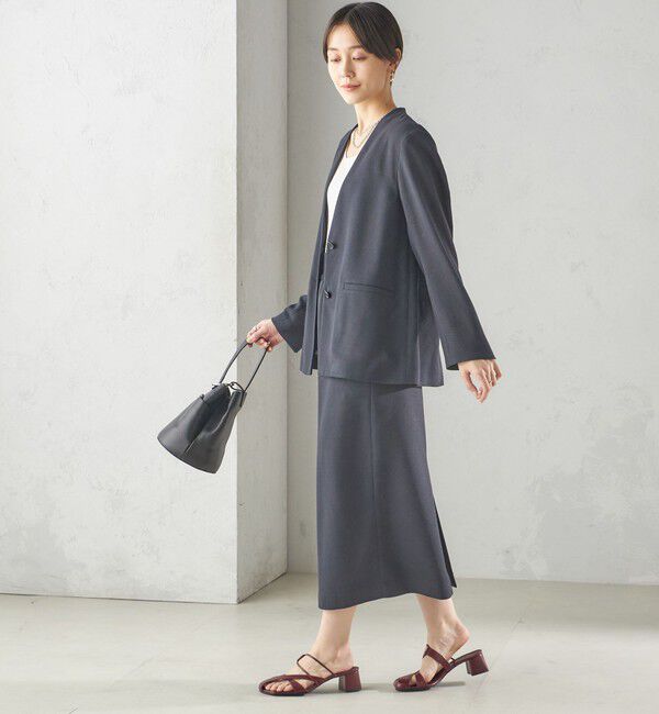 SHIPS for women「〈手洗い可能〉Asami 麻調合繊 ウエスト リブ タイト スカート」|タイト|