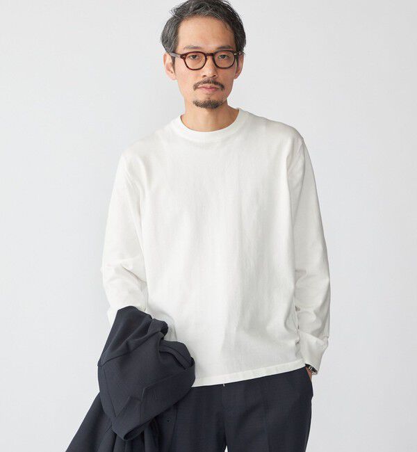 SHIPS「SHIPS: 〈手洗い可能〉14ゲージ TEXBRID(R) コットン ハイゲージ ニット」|ニット・セーター|ホワイト