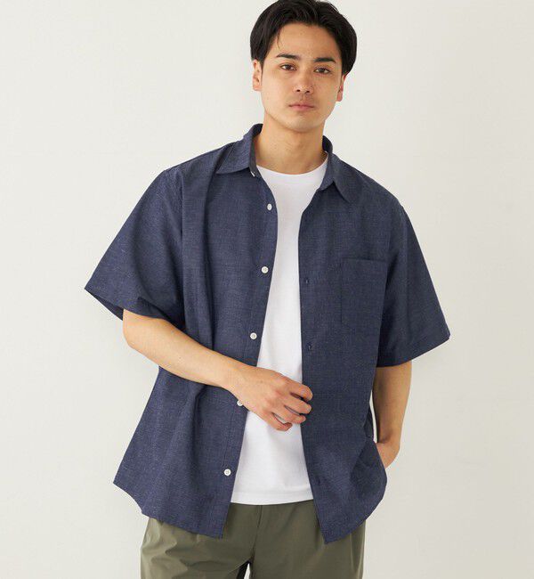 SHIPS Colors 「SHIPS Colors:リネン COOLMAX(R) ミックス ショートスリーブ シャツ◇」|シャツ・ブラウス|ダークブルー