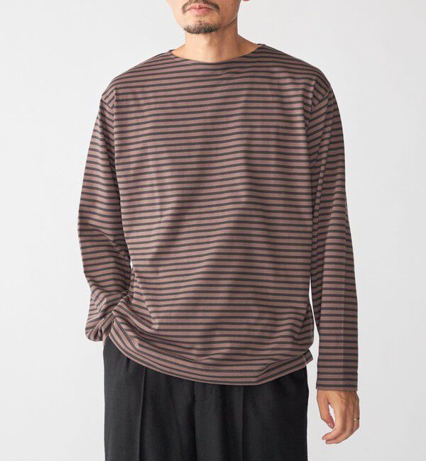 SHIPS「【WEB限定】SHIPS: バスク ボーダー ボートネック ワンポイントワッペン ロングスリーブ Tシャツ」|Tシャツ・カットソー|