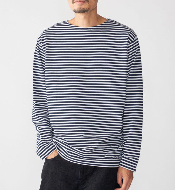 SHIPS「【WEB限定】SHIPS: バスク ボーダー ボートネック ワンポイントワッペン ロングスリーブ Tシャツ」|Tシャツ・カットソー|