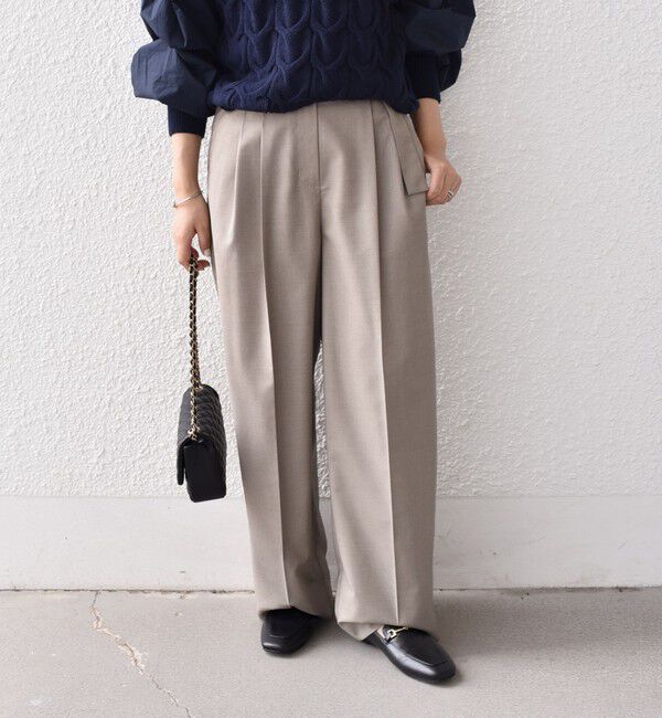 SHIPS Colors 「SHIPS Colors:〈手洗い可能〉TR ベルテッド タック パンツ」|その他|ベージュ