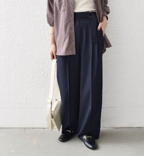 SHIPS Colors 「SHIPS Colors:〈手洗い可能〉TR ベルテッド タック パンツ」|その他|