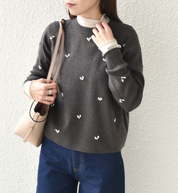 SHIPS Colors 「SHIPS Colors:〈手洗い可能〉ビジュー クルーネック プルオーバー◇」|ニット・セーター|