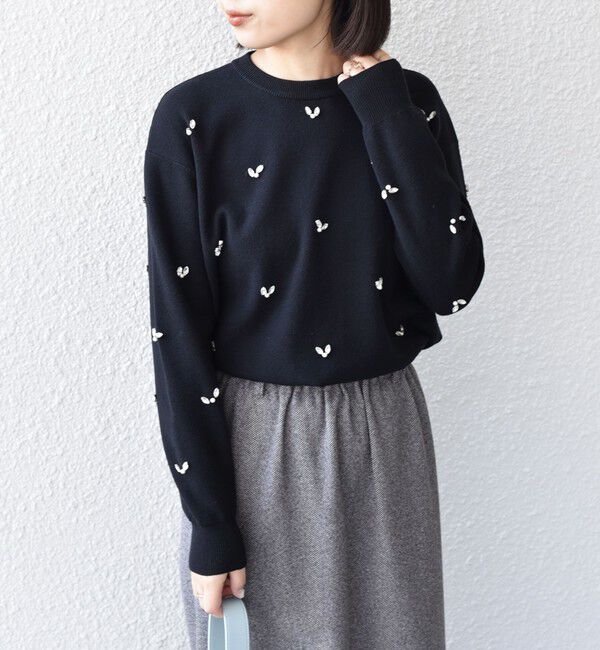 SHIPS Colors 「SHIPS Colors:〈手洗い可能〉ビジュー クルーネック プルオーバー◇」|ニット・セーター|