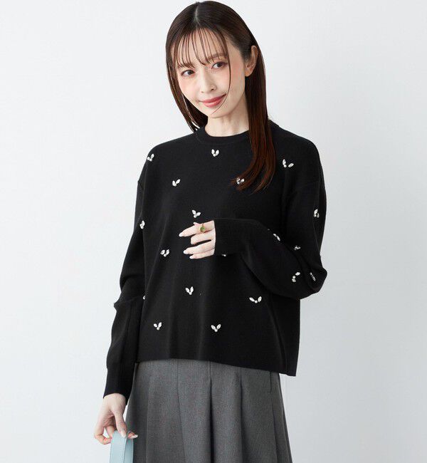 SHIPS Colors 「SHIPS Colors:〈手洗い可能〉ビジュー クルーネック プルオーバー◇」|ニット・セーター|