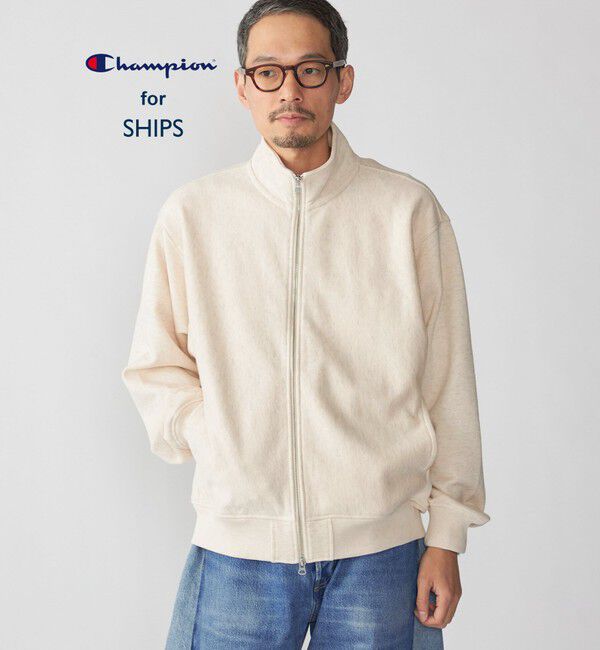 SHIPS「【SHIPS別注】Champion: リバースウィーブ スウェット スタンド ジップ カーディガン」|スウェット・ジャージ|ナチュラル