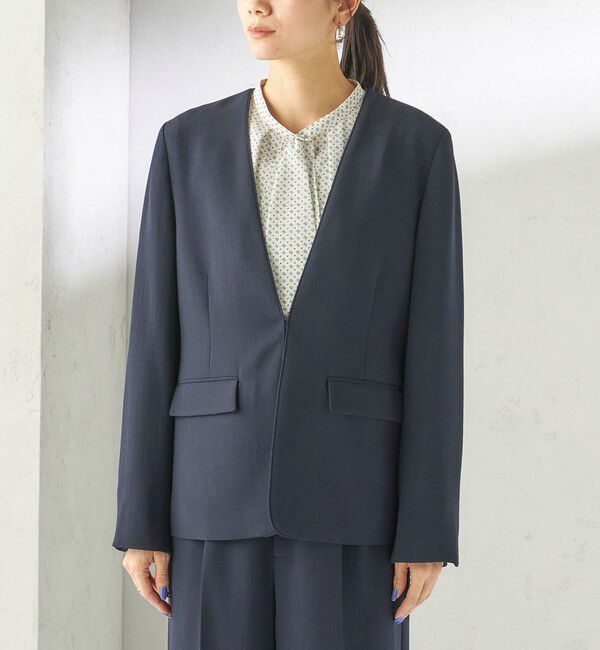 SHIPS for women「〈接触冷感 / UVカット〉Refinel カラーレス ジャケット（セレモニー対応可）」|ノーカラージャケット|