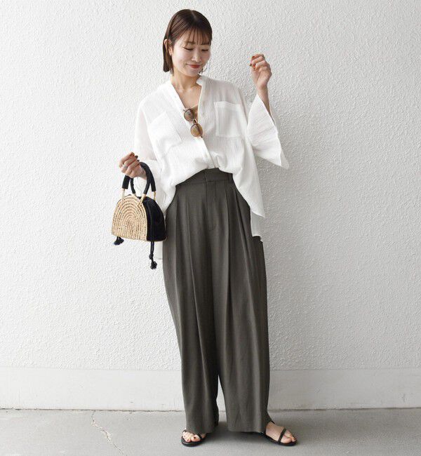 SHIPS any「《予約》SHIPS any:〈洗濯機可能〉リネンミックス 2タック テーパード パンツ」|その他|