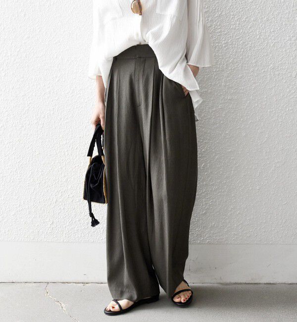 SHIPS any「《予約》SHIPS any:〈洗濯機可能〉リネンミックス 2タック テーパード パンツ」|その他|