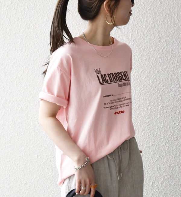 SHIPS any「《予約》【SHIPS any別注】La Hutte:〈洗濯機可能〉デザイン ロゴ プリント TEE 26SS」|Tシャツ・カットソー|