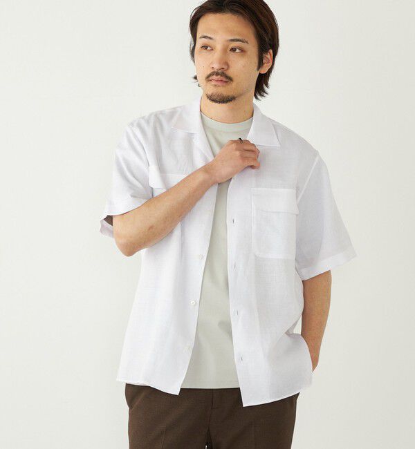 SHIPS Colors 「SHIPS Colors:ラミー 100% オープンカラー ショートスリーブ シャツ」|シャツ・ブラウス|