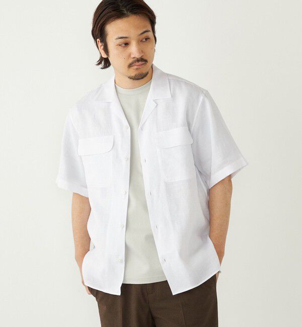 SHIPS Colors 「SHIPS Colors:ラミー 100% オープンカラー ショートスリーブ シャツ」|シャツ・ブラウス|
