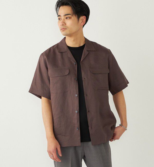 SHIPS Colors 「SHIPS Colors:ラミー 100% オープンカラー ショートスリーブ シャツ」|シャツ・ブラウス|