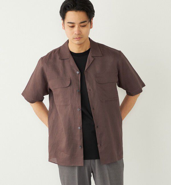 SHIPS Colors 「SHIPS Colors:ラミー 100% オープンカラー ショートスリーブ シャツ」|シャツ・ブラウス|