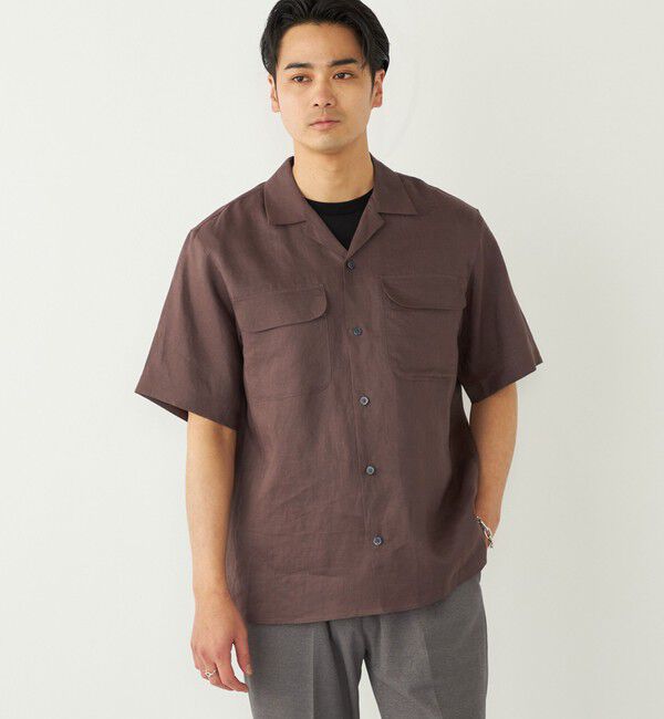 SHIPS Colors 「SHIPS Colors:ラミー 100% オープンカラー ショートスリーブ シャツ」|シャツ・ブラウス|