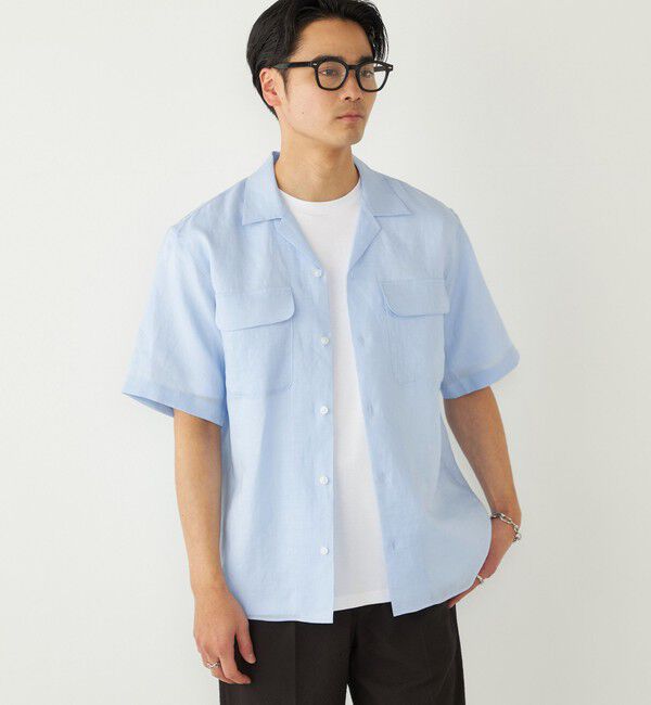 SHIPS Colors 「SHIPS Colors:ラミー 100% オープンカラー ショートスリーブ シャツ」|シャツ・ブラウス|