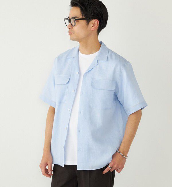 SHIPS Colors 「SHIPS Colors:ラミー 100% オープンカラー ショートスリーブ シャツ」|シャツ・ブラウス|