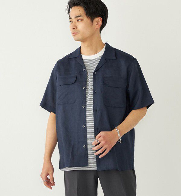 SHIPS Colors 「SHIPS Colors:ラミー 100% オープンカラー ショートスリーブ シャツ」|シャツ・ブラウス|