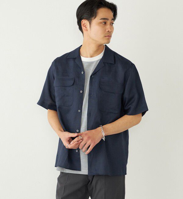 SHIPS Colors 「SHIPS Colors:ラミー 100% オープンカラー ショートスリーブ シャツ」|シャツ・ブラウス|
