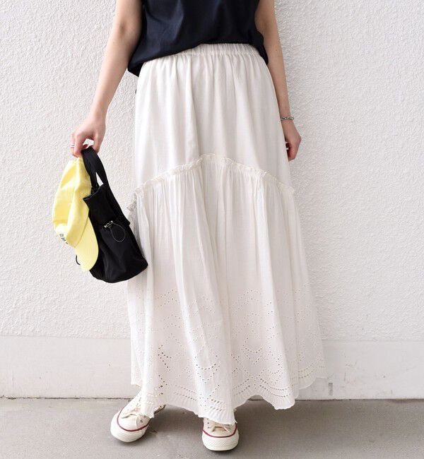 SHIPS Colors 「SHIPS Colors:〈手洗い可能〉スカラップ レース スカート」|フレア|
