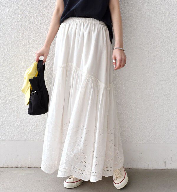 SHIPS Colors 「SHIPS Colors:〈手洗い可能〉スカラップ レース スカート」|フレア|