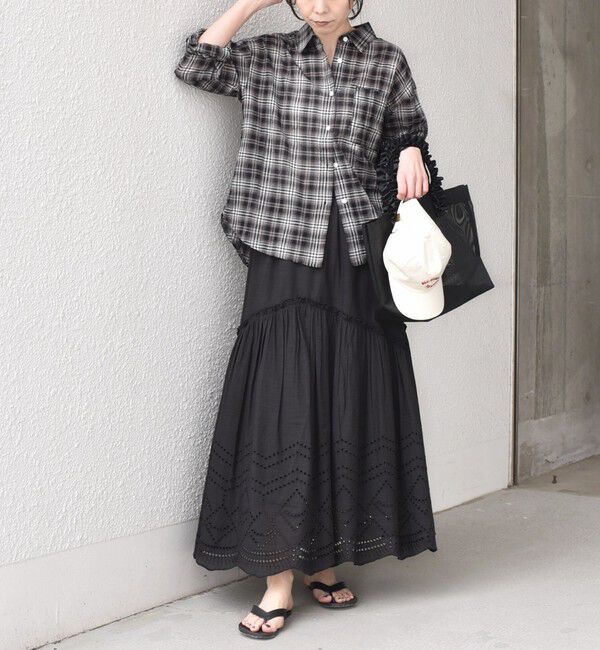 SHIPS Colors 「SHIPS Colors:〈手洗い可能〉スカラップ レース スカート」|フレア|