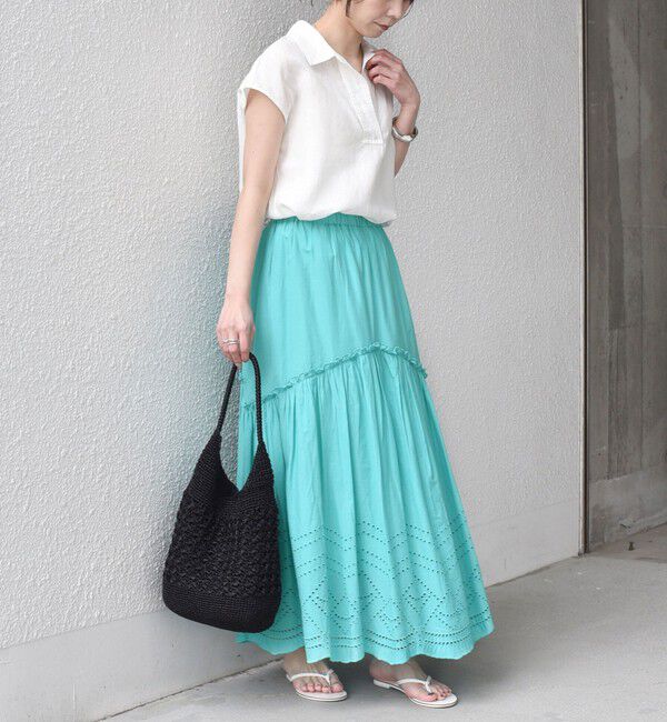 SHIPS Colors 「SHIPS Colors:〈手洗い可能〉スカラップ レース スカート」|フレア|